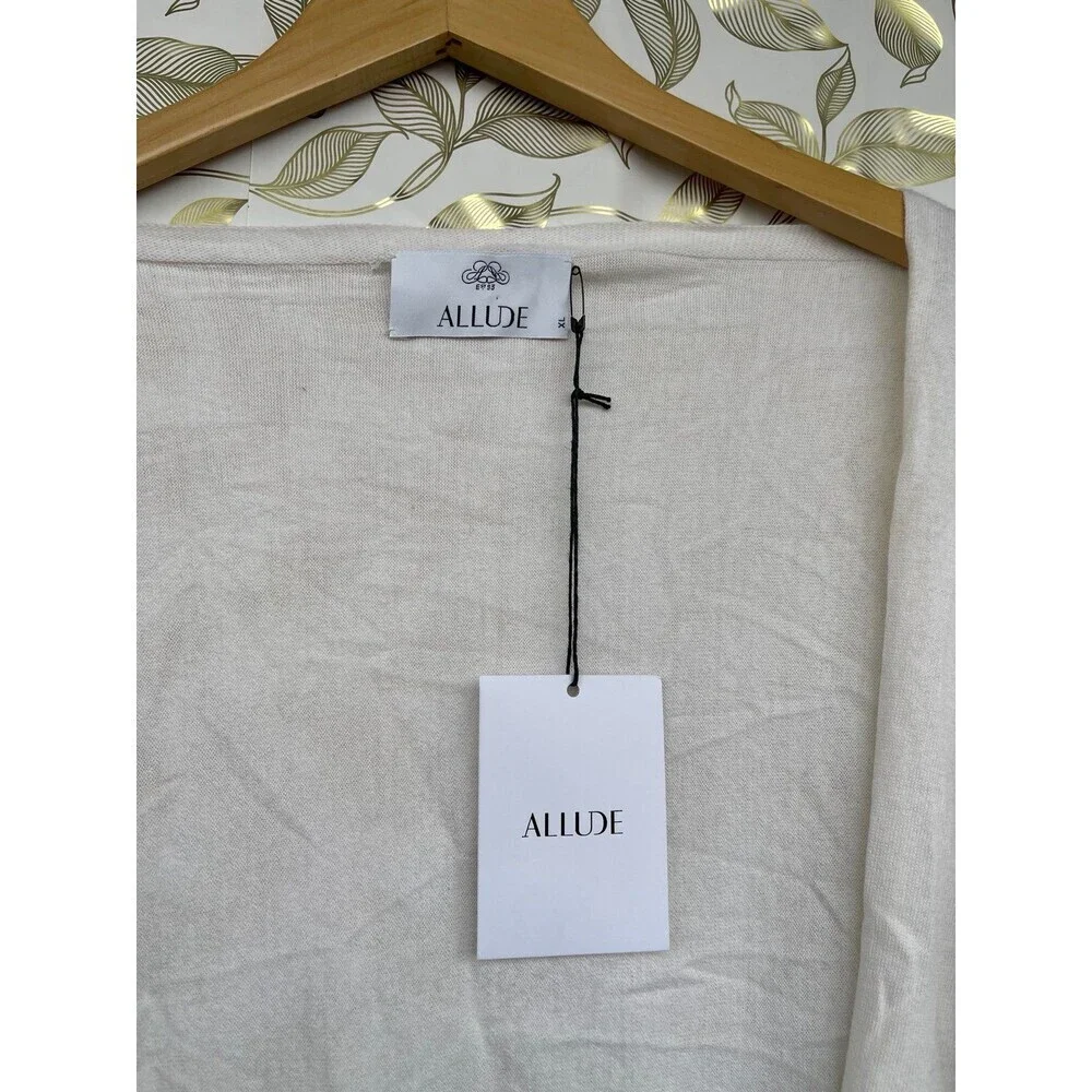 Allude Cream Cotton Cashmere Knit Cardigan • Quiet Luxury Minimalist Bolero XL